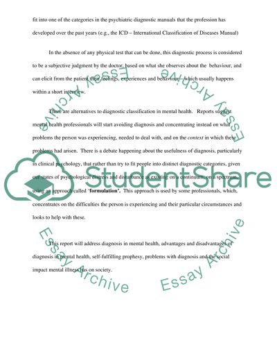 Diagnosis in Mental Health