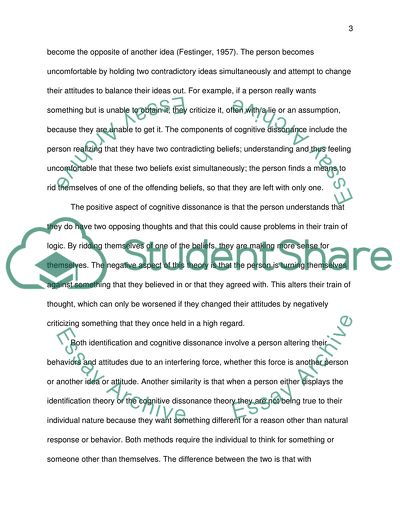 Theories of Attitudes: Identification and Cognitive Dissonance