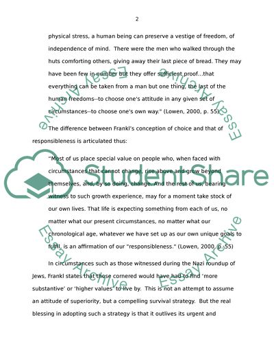 Review of Mans search for meanng