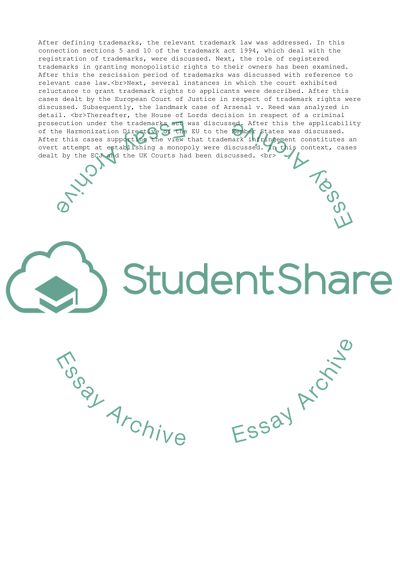 Intellectual Property Law: Trade Marks