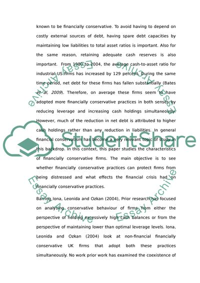 Financial Crisis, Conservatism, and Distress at Industrial US Firms