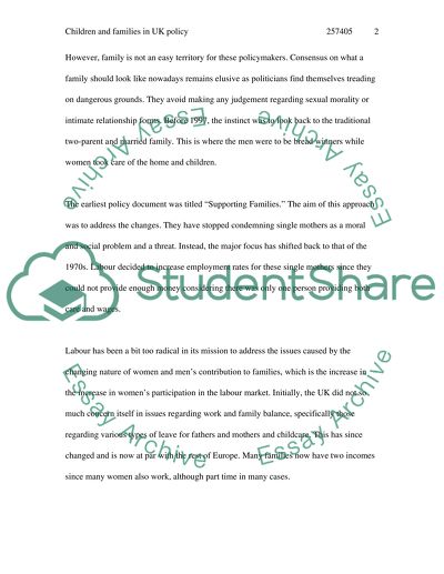 Children and Families in UK Policy