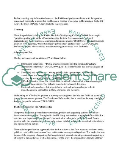 The Role of Public Affairs in U.S. Military Operations