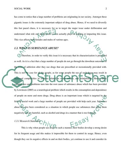 Social Work and Field Practice: Specialization in Substance Abuse and Its Control