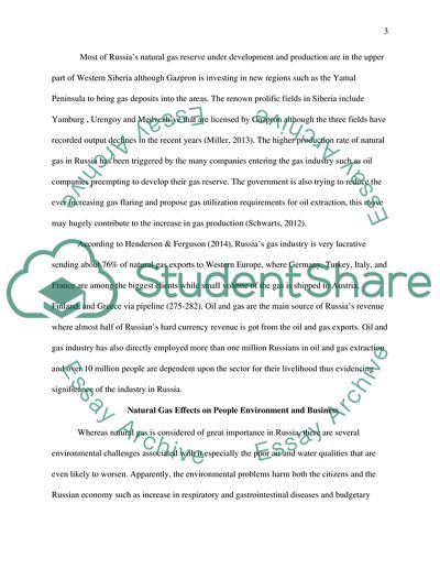 Russian gas industry and its effects on people environment and business