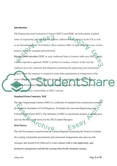 An Analysis of Two Engineering Forms of Contract