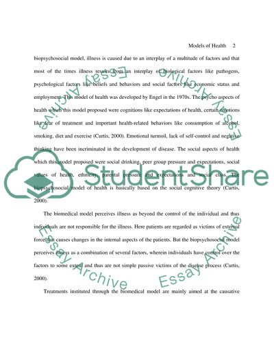Comparison between the Biomedical and Biopsychosocial Models of Health