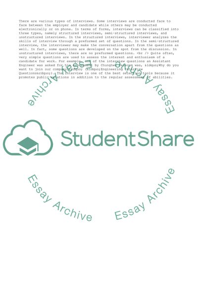 Employment Interviews as a Selction Tool