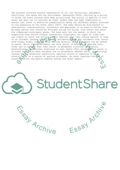 Planning Successful Event: Health and Safety and Risk Management