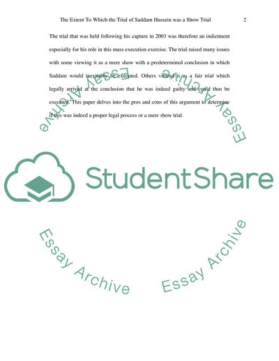 To What Extent Was the Trial of Saddam Hussein a Show Trial