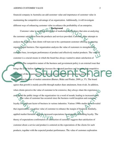 Adding customer value to your financial organisation for competitive advantage