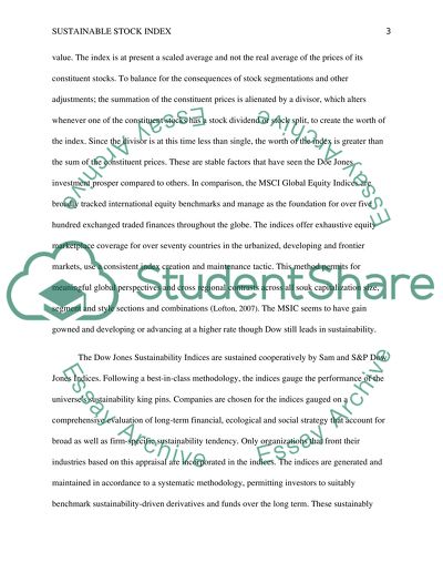 Sustainable Stock Index