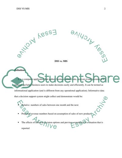 Difference between DSS and MIS