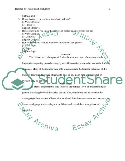 Transfer of Training and Evaluation