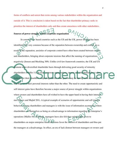 Agency Theory and the Question of Shareholder Primacy