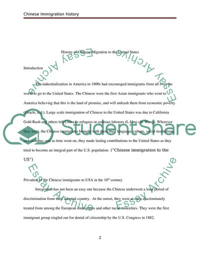 History of Chinese Migration to the United States