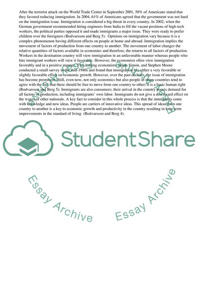 Economics of Immigration in the USA