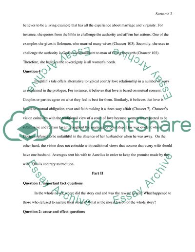 Analysis of Selected Canterbury Tal by Chaucer Geoffrey
