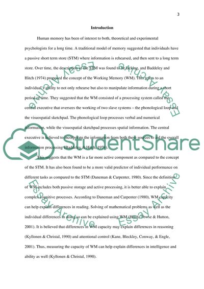 Assessing the Relationships Shared by Different Tasks Measuring Working Memory Capacity