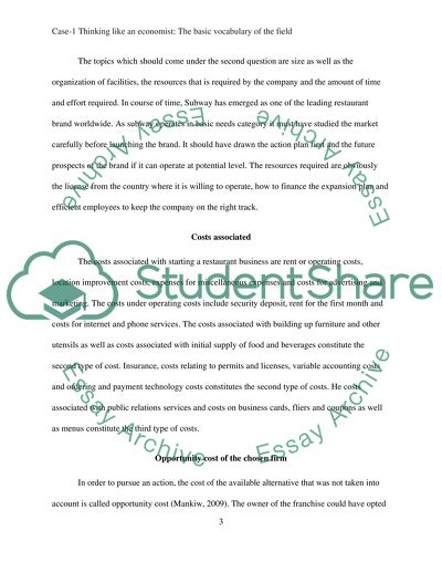 Case-1 Thinking like an economist: The basic vocabulary of the field