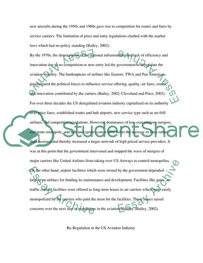 Re-regulation of the US Aviation