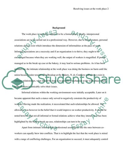 Resolving Issues at the Work Place