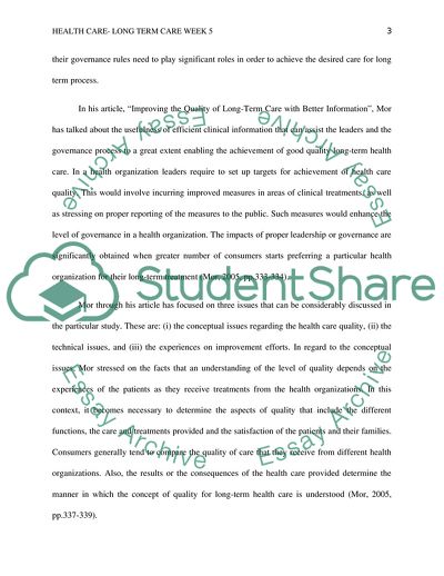 Governance in Long-Term Care Quality