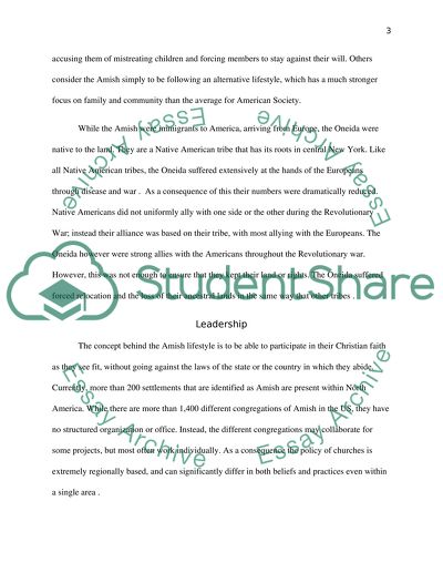 Two Very Different Peoples: the Amish and Oneidas