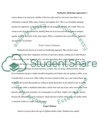 Marketing Plan of Starbucks Coffee Company