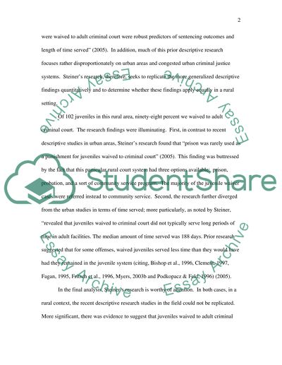 Time Served for Juveniles Transferred to Criminal Court