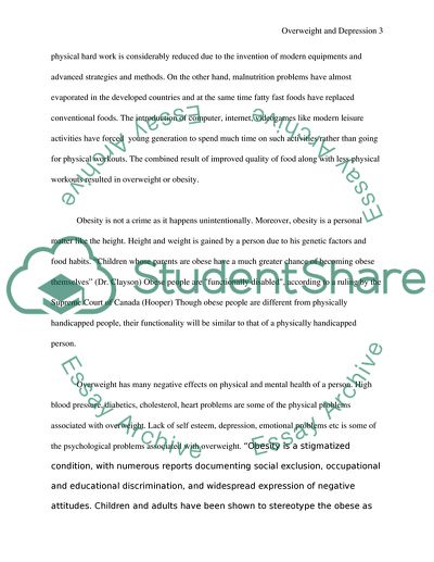 The Relationship between Overweight Adolescents and Depression