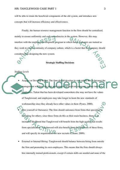 Human Resources in Tanglewood Case