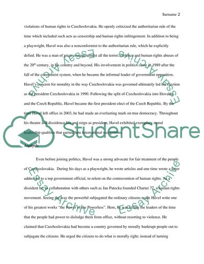 Vaclav Havel and Image of Moral Leadership