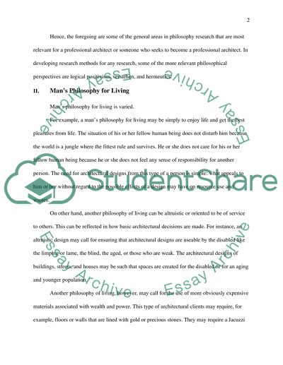 Philosophy and Research in Architecture