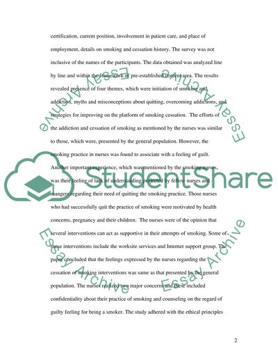 Nurses Perspectives of Smoking Initiation, Addiction, and Cessation