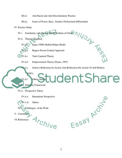 The Social Care Needs of the Client