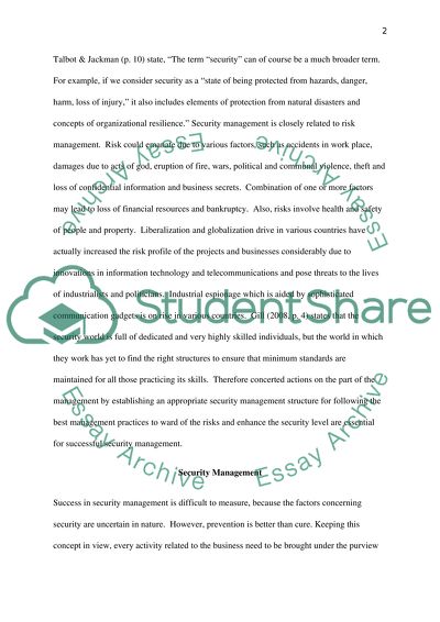 Successful Security Management