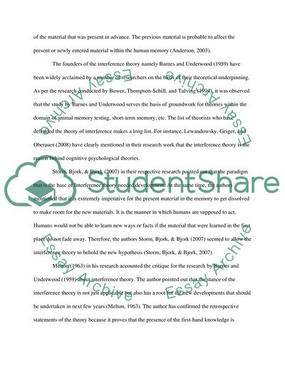 The Interference Theory