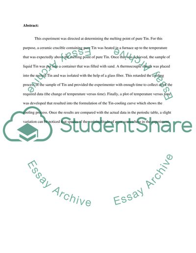 Tin Melting Experiment
