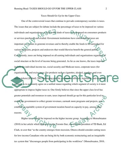 Taxes Should Go Up for the Upper Class