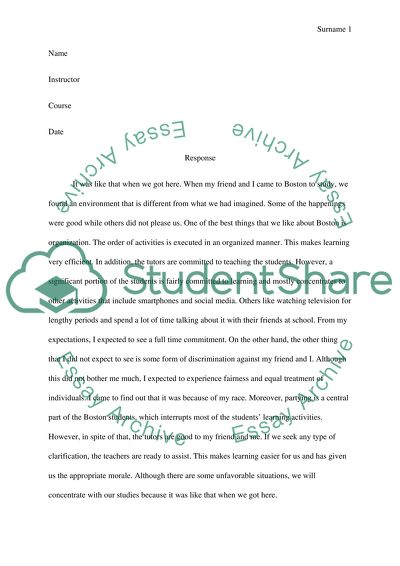 Response to Studying Environment