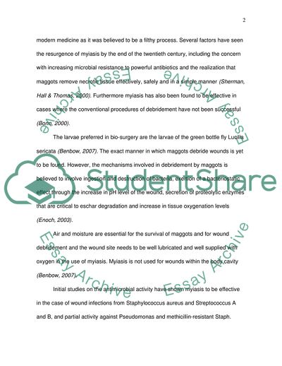 Implications of the Use of the Myiasis for Nurse and Patient
