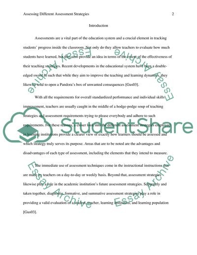 Assessing Different Assessment Strategies