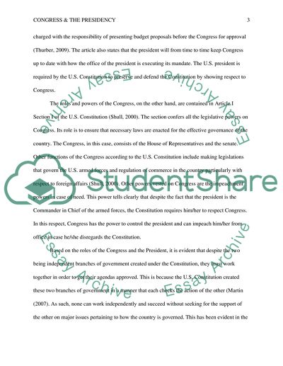 Congress and the Presidency