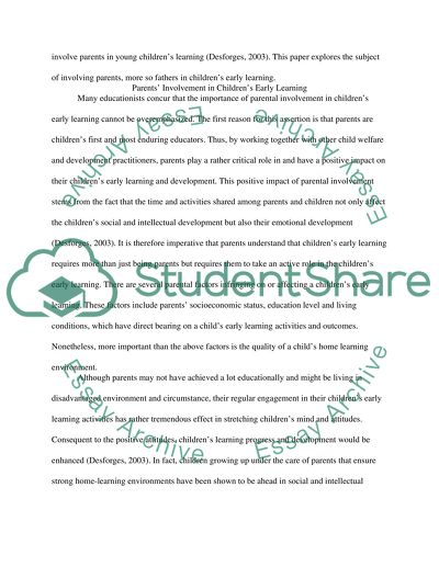 Engaging parents and fathers in their childrens early learning