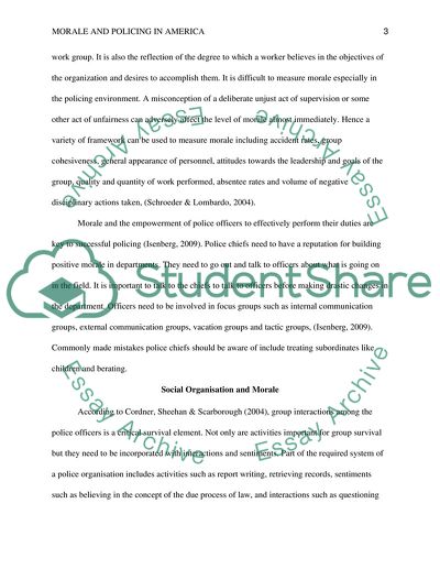 Morale and Policing in America