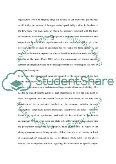 THE IMPACT OF TEAM MAKE UP AND DEVELOPMENT IN RELATION TO MANAGEMENT PROCESSES AND RESULTS