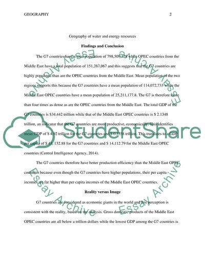 Geography of water and energy resources