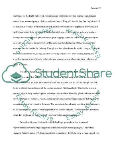 The importance of motivating pilots and extending layover periods