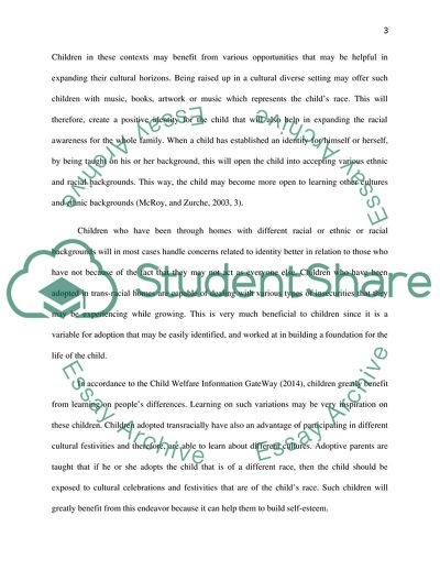 Impact of Trans-Racial Placements in Childrens Lives